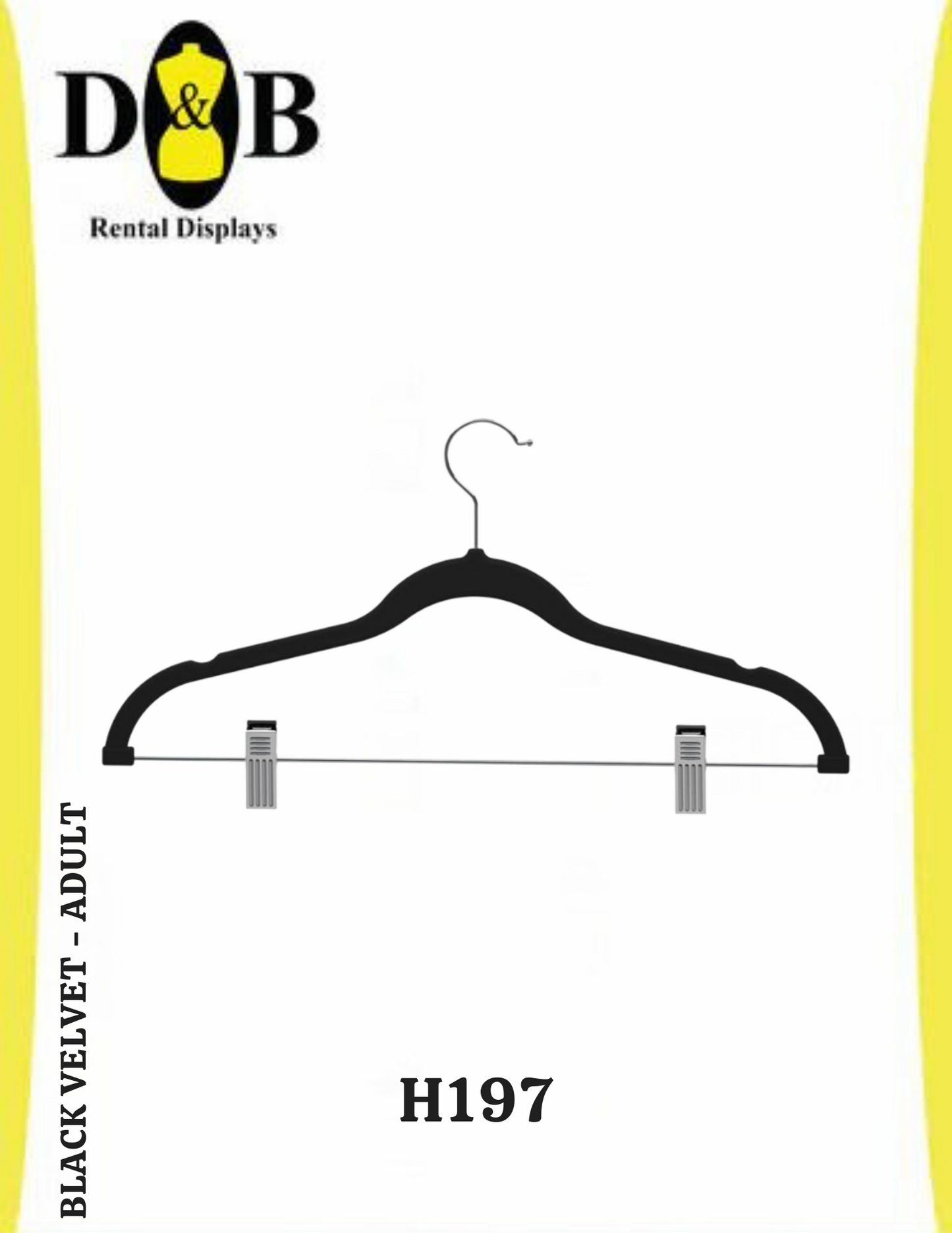 Adult Velvet (10 Per Pack), Black Hangers with Clips