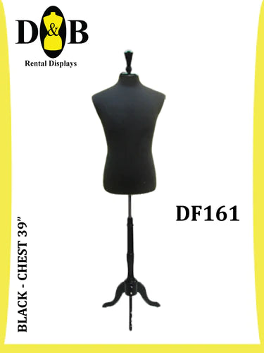 B-Dress Form, Black, Size 39" Male DF161